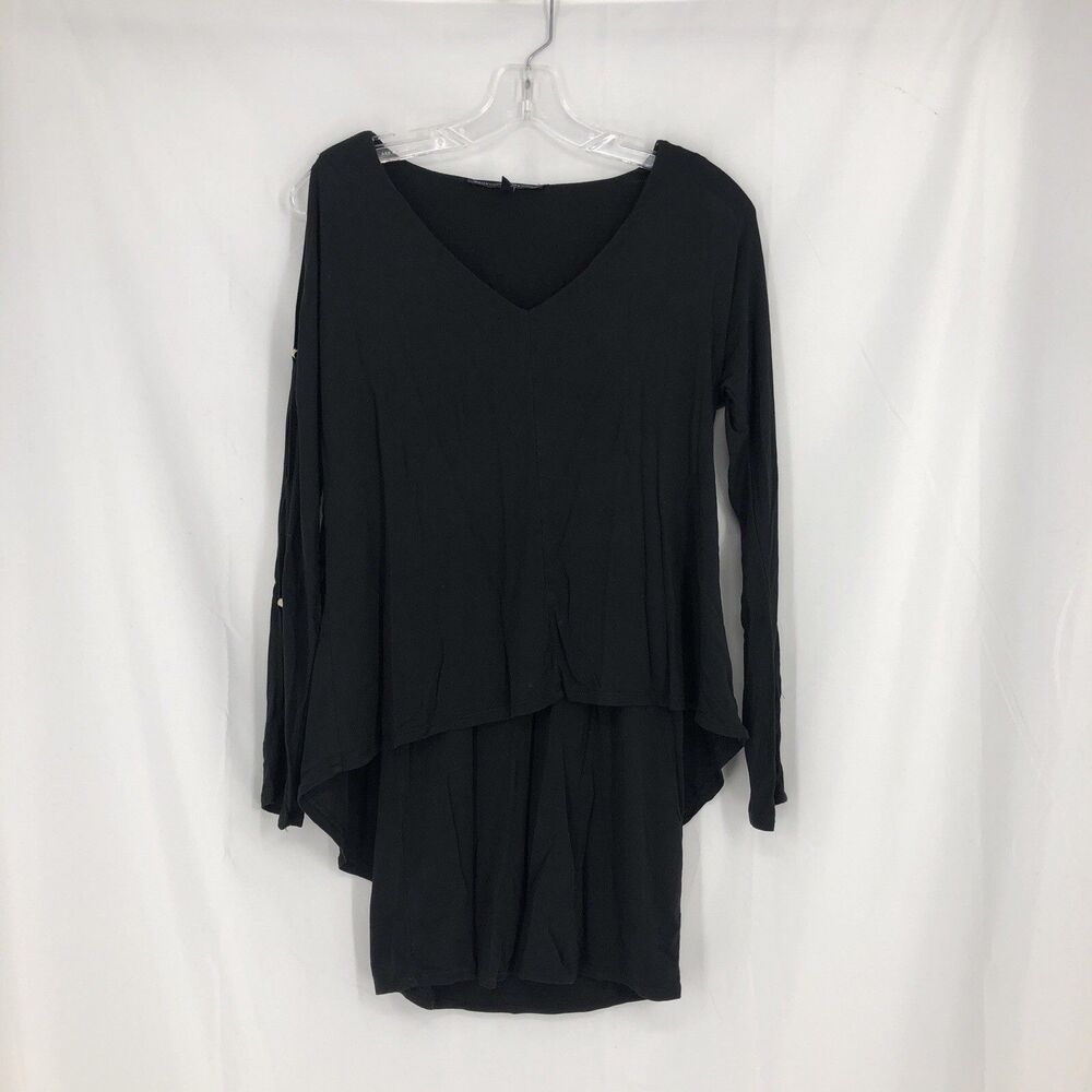 White House Black Market Cold Shoulder Split Sleeve Sheath Dress Black Size XXS